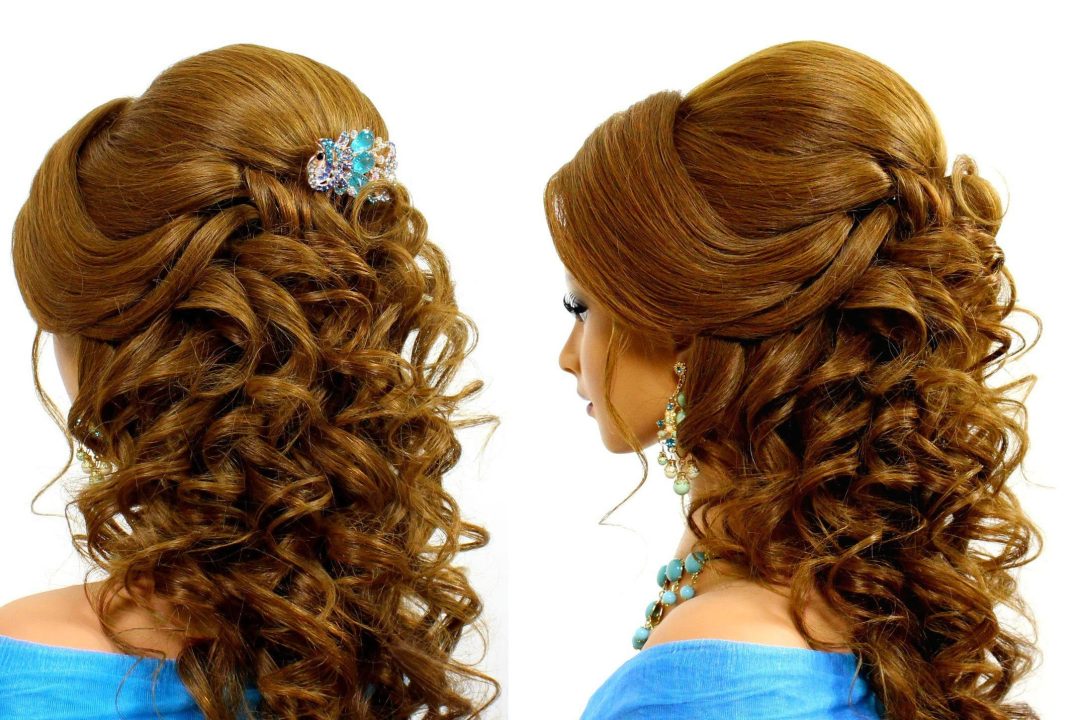 Romantic wedding prom hairstyle for long hair