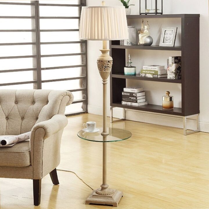 Floor lamps with glass tray